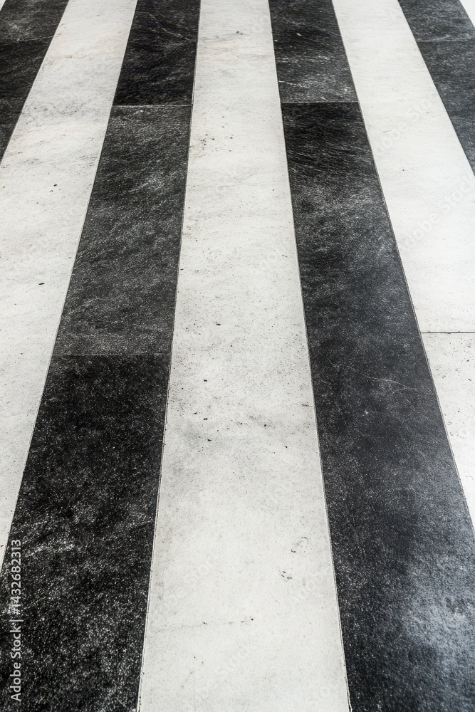 Fototapeta premium Black And White Crosswalk Stripes City Street Pavement Texture