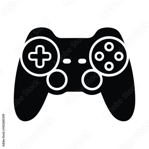 Gaming Controller Stencil Icon Silhouette Vector Illustration