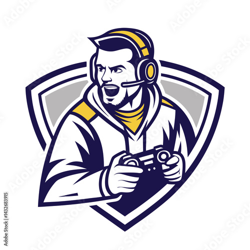 Gamer with headset and controller