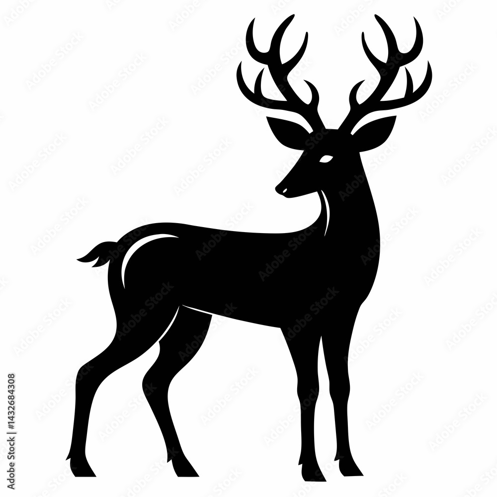 Fototapeta premium Majestic Deer Silhouette Vector Design