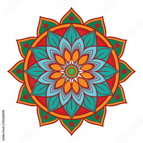 Radiant Floral Mandala Vector – Vibrant & Ornamental Design.