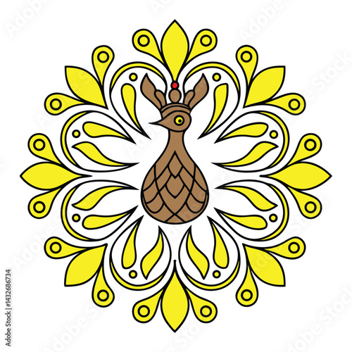 Elegant Peacock Mandala Vector Art – Intricate & Ornamental Design.