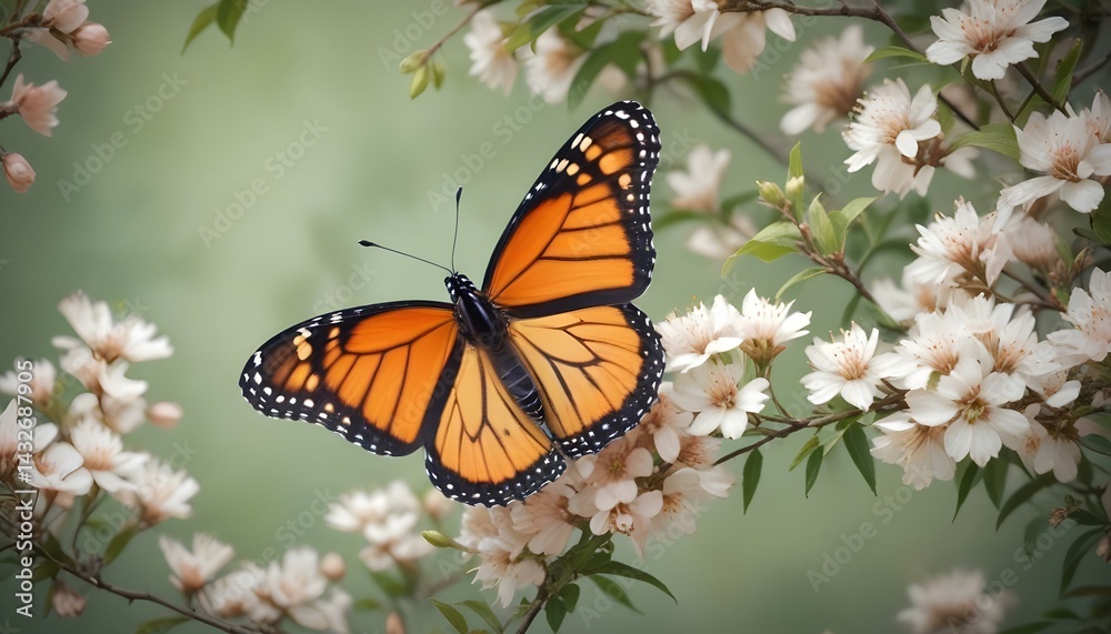 A captivating monarch butterfly, elegantly perched on blooming flowers under sunlight. A captivating monarch butterfly, elegantly perched on blooming flowers under sunlight.