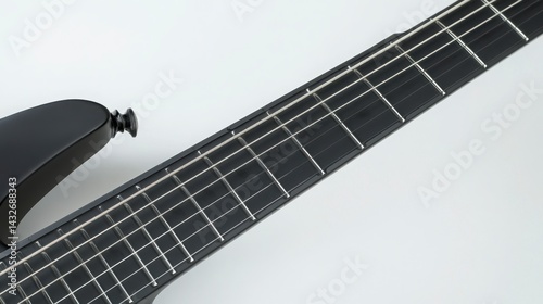 Close up Of Dark Electric Guitar Neck And Fretboard