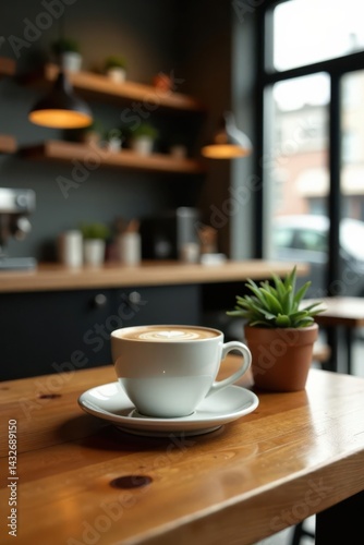Wallpaper Mural Clean wooden tabletop, abstract coffeehouse setting Perfect for product showcasing , texture, layout Torontodigital.ca