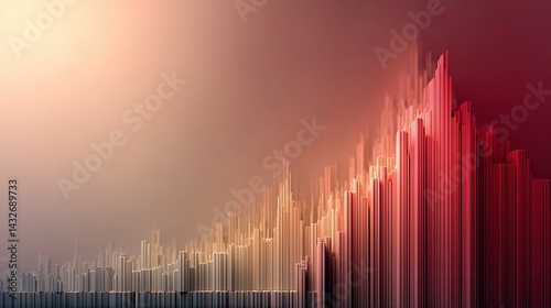 Abstract Growth Chart Visualization with Minimalist Design, Soft Gradient Background, Professional Business Concept, Even Studio Lighting