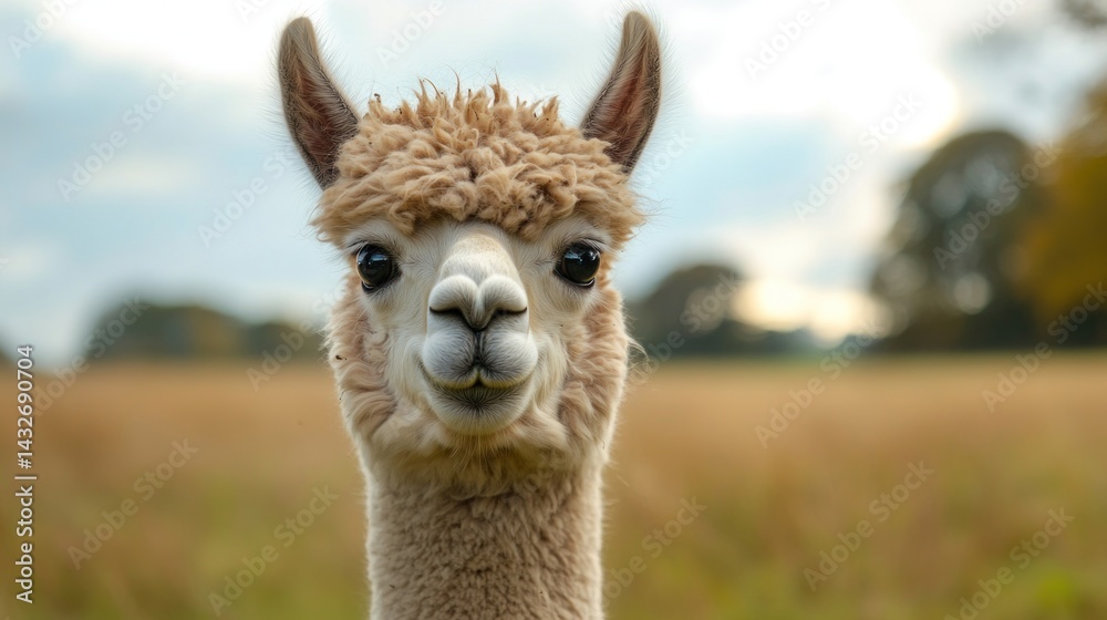 Obraz premium Playful alpaca in a field