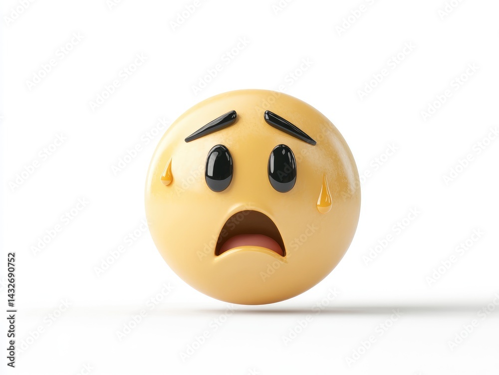 Fototapeta premium 3D Anxious Emoji on White Background