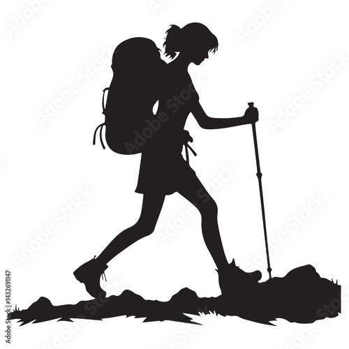 A hiker girl silhouette vector