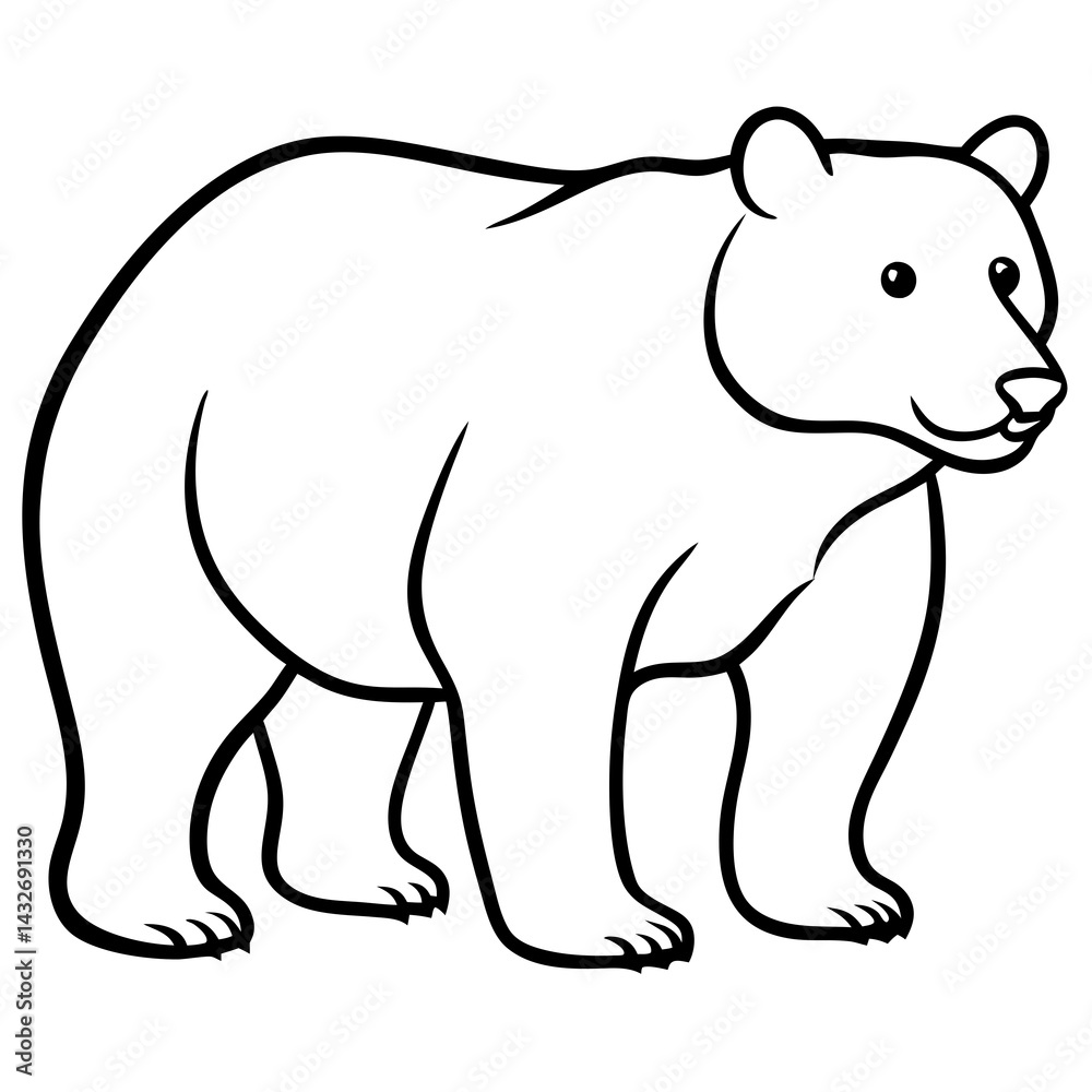 Minimalist Bear Line Art Vector Minimalist Bear Line Art Vector