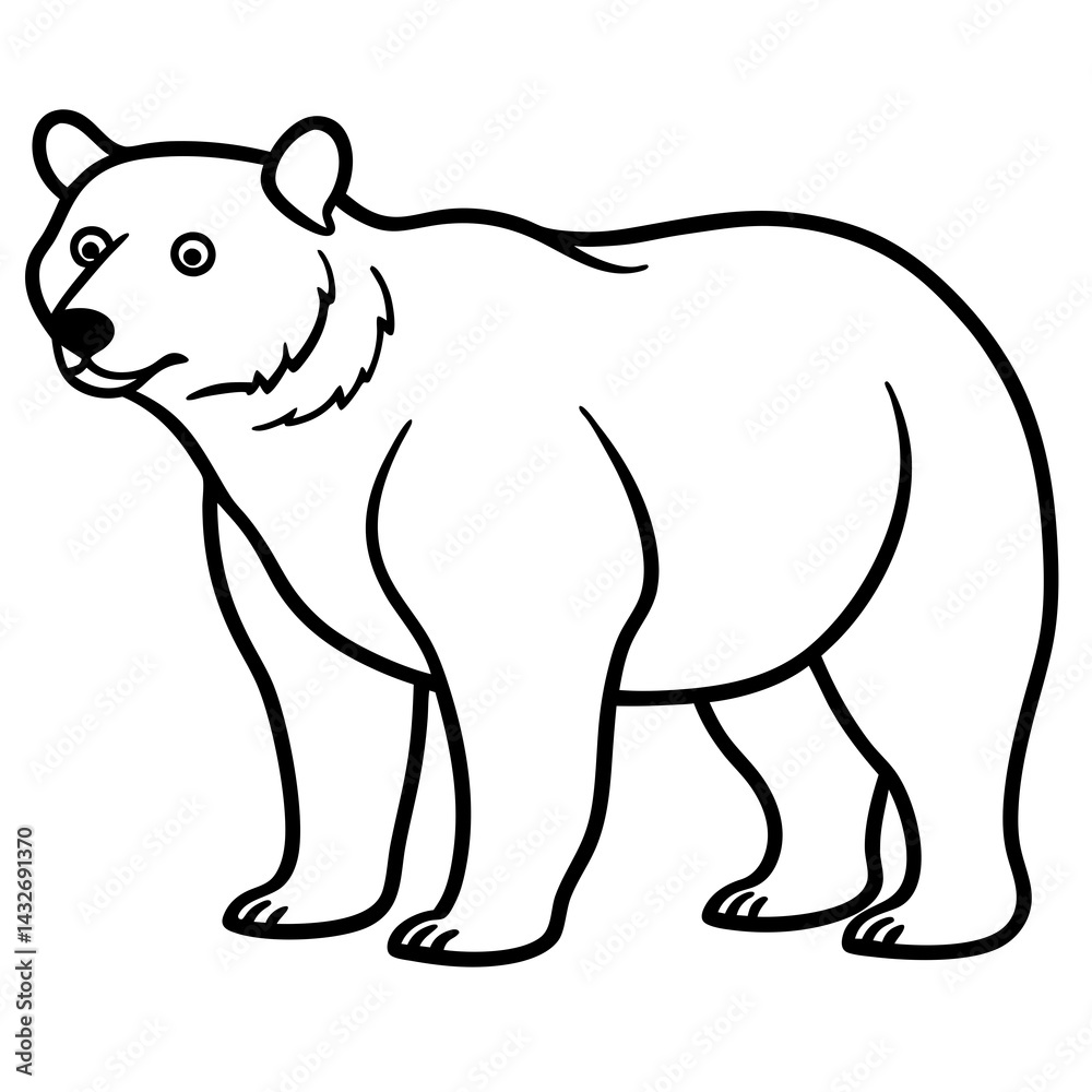 Minimalist Bear Line Art Vector Minimalist Bear Line Art Vector