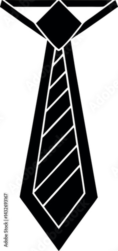 Necktie Silhouette Vector | Formal Wear, Business Accessory & Fashion Icon in Black Vector