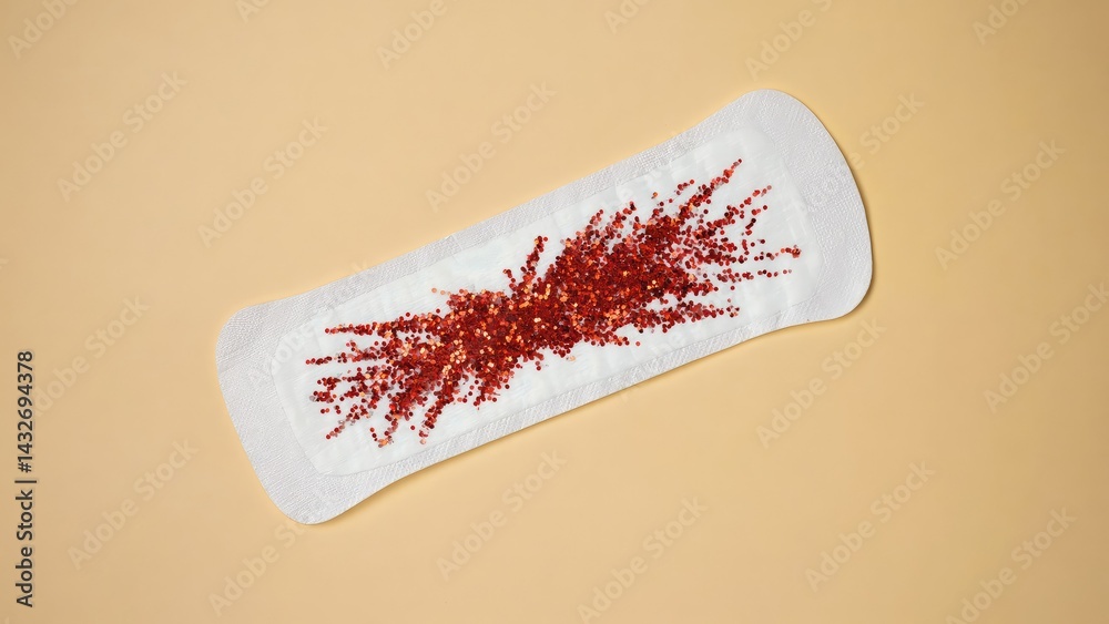 Sanitary napkin stained with menstrual blood.