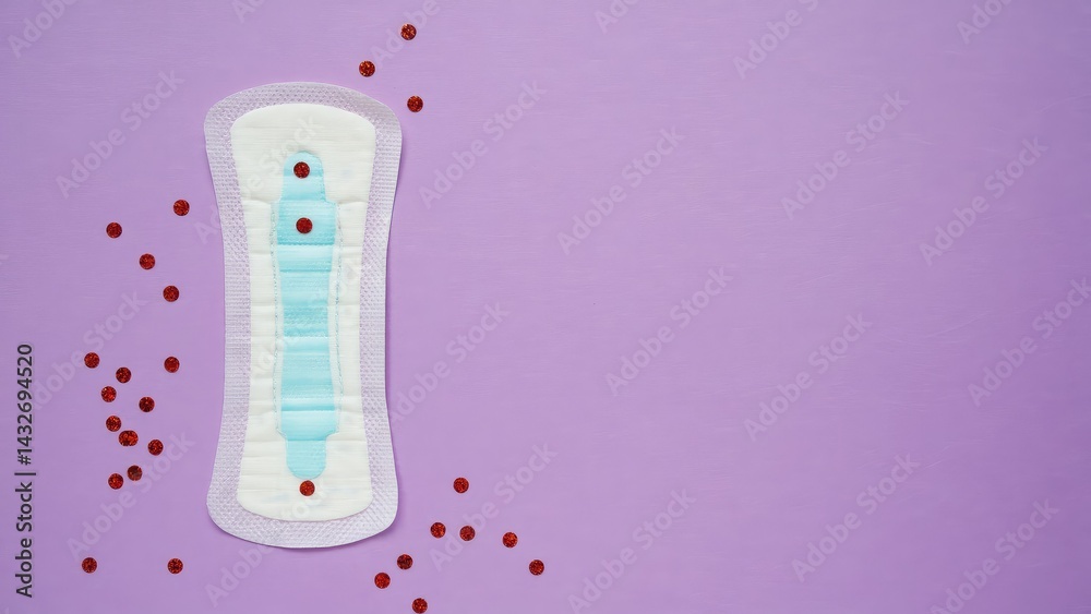 Feminine hygiene product with red confetti.
