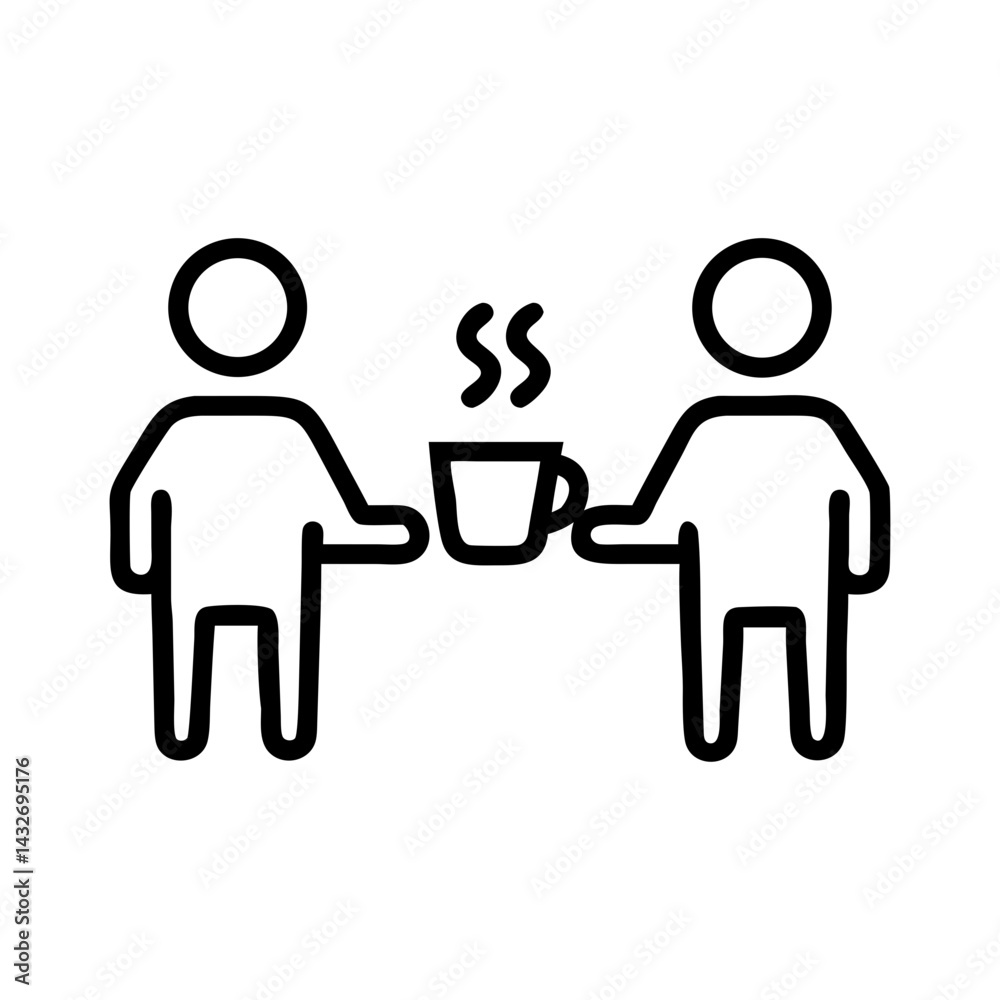 Office coffee break in simple linear interface style, green and white, activity concept with copy space Office coffee break in simple linear interface style, green and white, activity concept with copy space