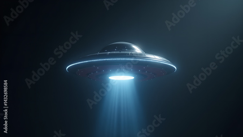 Unidentified Flying Object with Bright Beam Illuminating From the Darkness