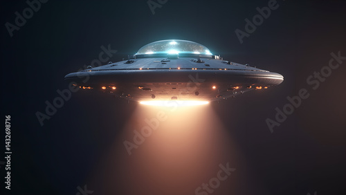 Mysterious ufo hovering in the night sky, emitting an unearthly glow