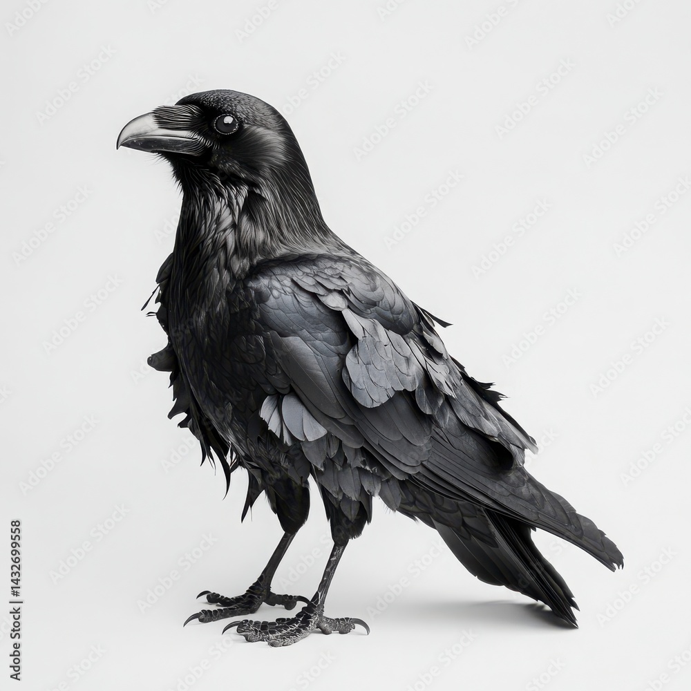 Fototapeta premium Detailed Bird Portrait Monochrome Studio Shot