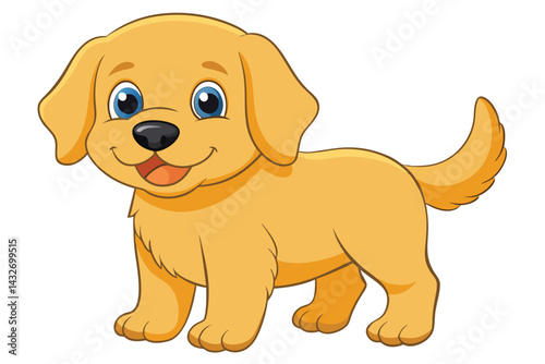 Illustration of Cute baby Golden Retrieve on white.