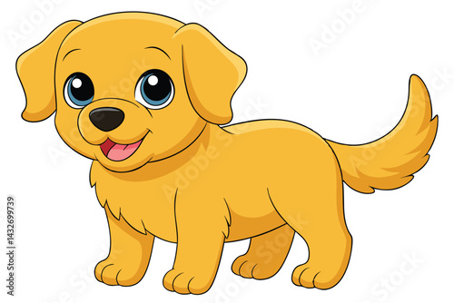 Illustration of Cute baby Golden Retrieve on white.