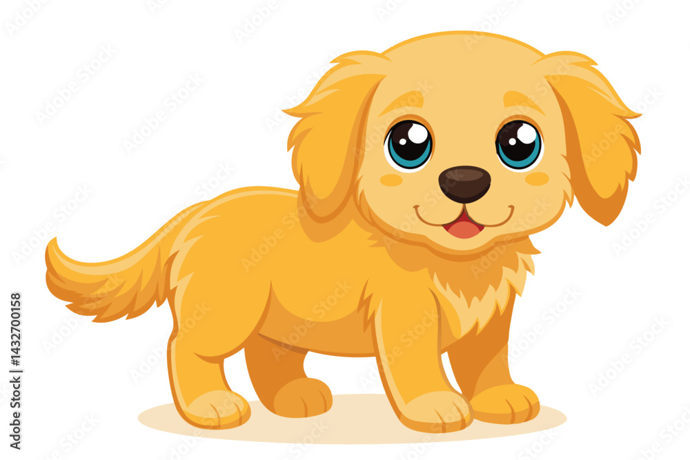 Fototapeta premium Illustration of Cute baby Golden Retrieve on white.