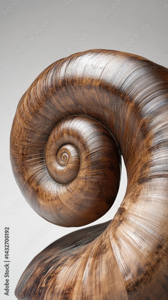 Intricate Wooden Snail Shell Sculpture: A Detailed Close-Up of a Handcrafted Art Piece Showcasing the Natural Beauty and Elegance of Spiral Design Intricate Wooden Snail Shell Sculpture: A Detailed Close-Up of a Handcrafted Art Piece Showcasing the Natural Beauty and Elegance of Spiral Design