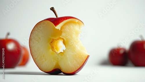 Obraz na płótnie Red apple with a bite taken out w salonie