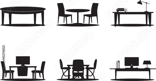 set of chairs and tables