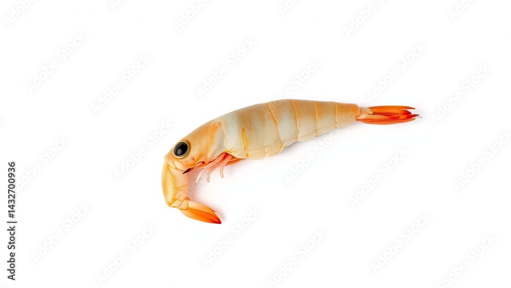 Single cooked shrimp closeup