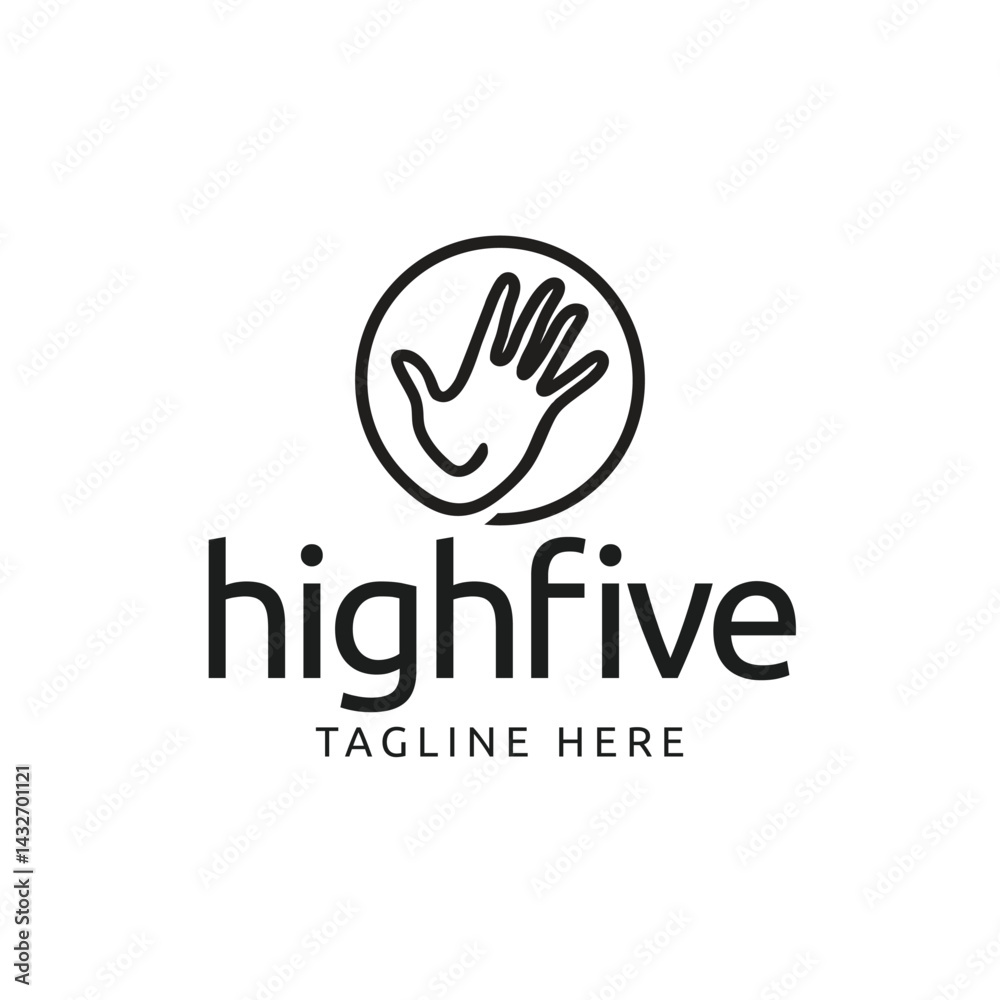 Obraz premium high five hand minimalist logo vector