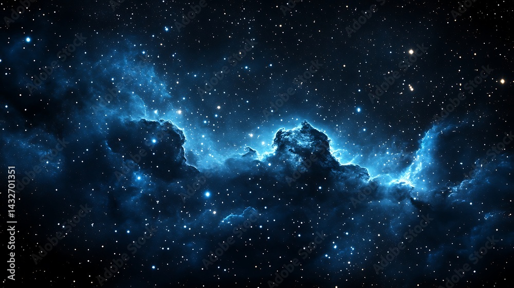 Obraz premium Nebula and Stars in Deep Space, A stunning view of a nebula surrounded by countless stars in deep space