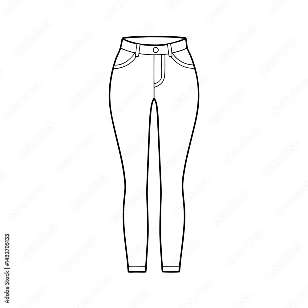 Skinny Style Jeans Vector Sketch Skinny Style Jeans Vector Sketch