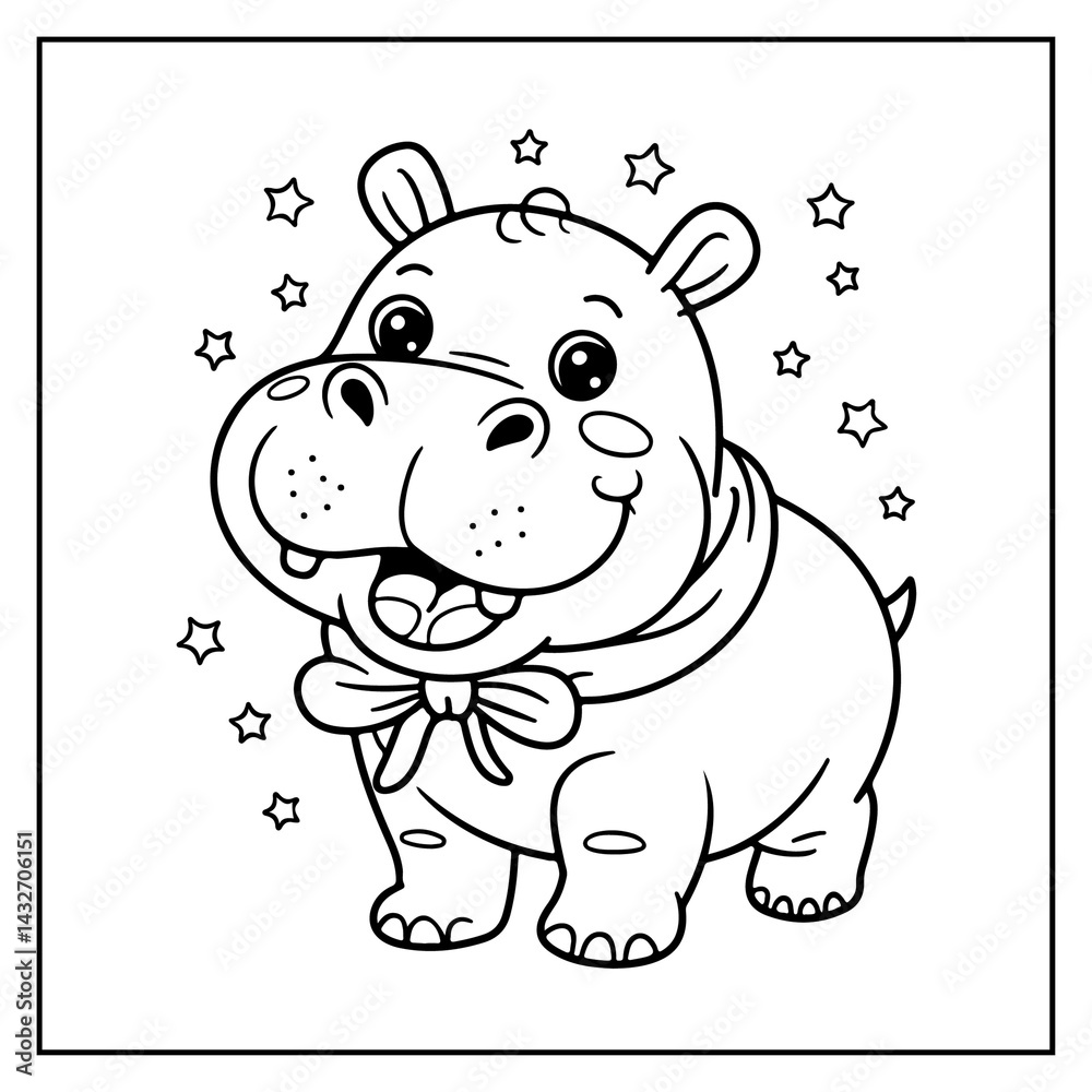 Fototapeta premium Kawaii Animals Bold and Easy Coloring Book for Kids and Adults