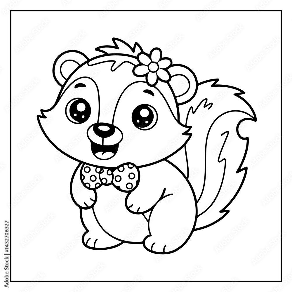 Fototapeta premium Kawaii Animals Bold and Easy Coloring Book for Kids and Adults