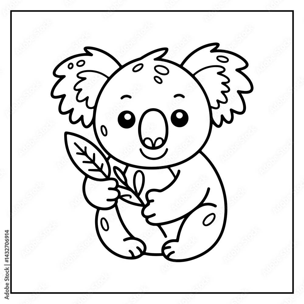 Naklejka premium Kawaii Animals Bold and Easy Coloring Book for Kids and Adults