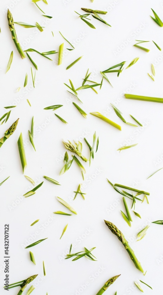 Fototapeta premium Fresh Green Asparagus on a White Surface