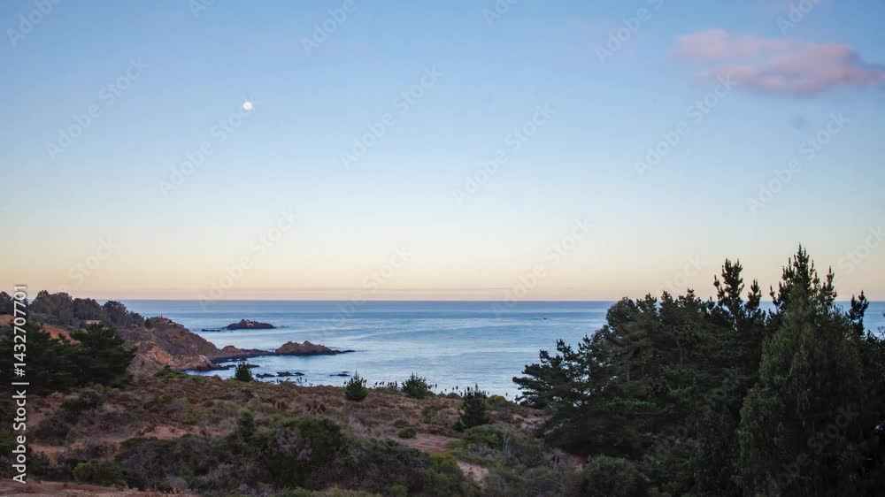 Quintay Casablanca Chile Valparaiso beach sea foam, morning drone moon time lapse