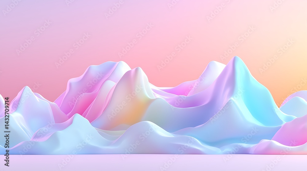 Fototapeta premium Pastel Abstract Mountain Range Digital Illustration