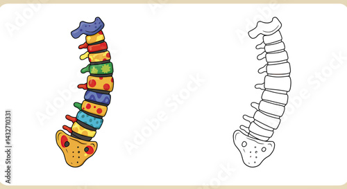 Spine Illustration: A colorful illustration of the human spine, showcasing the intricate details of each vertebra in a vibrant and educational depiction.