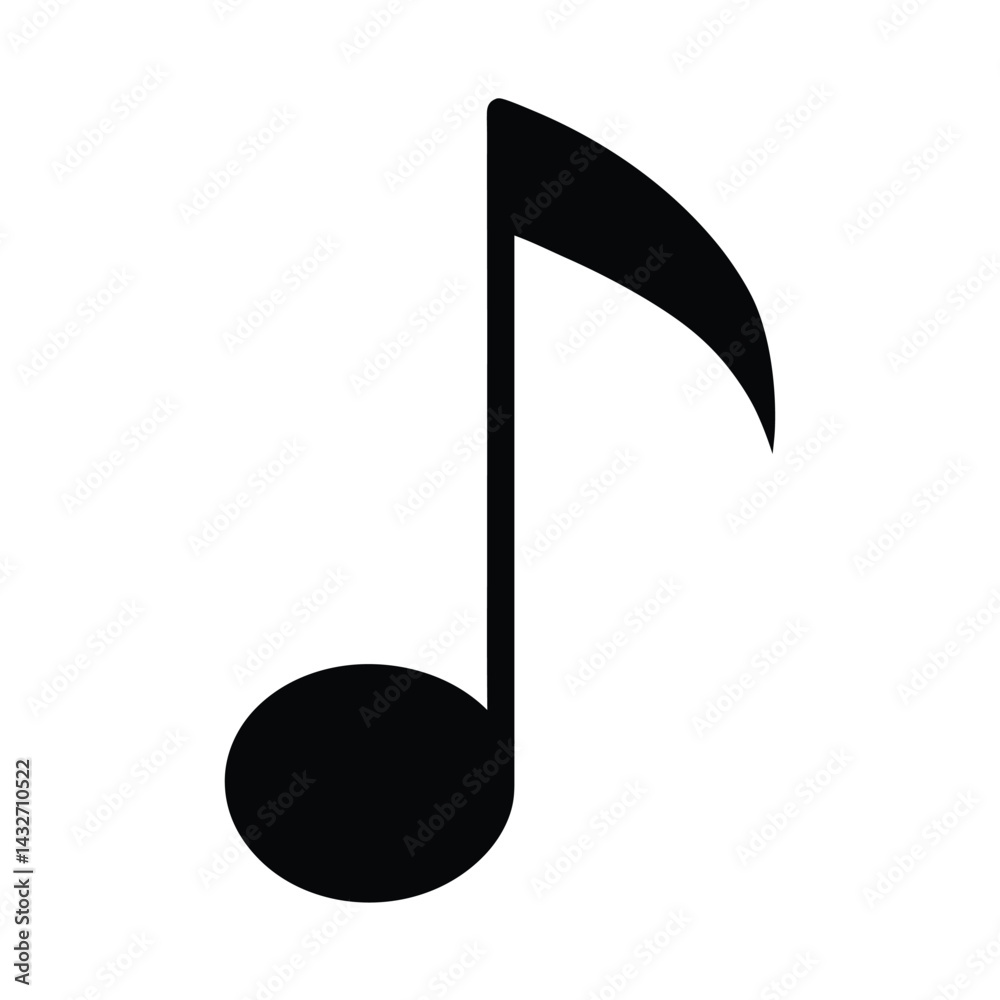 Music Note Icon Single Eighth Note Silhouette Vector Illustration Music Note Icon Single Eighth Note Silhouette Vector Illustration