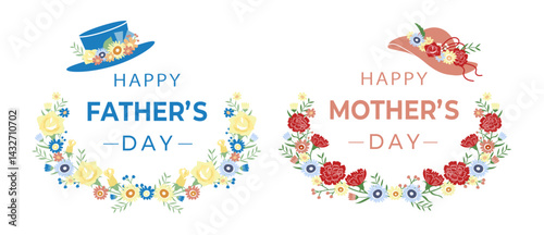 父の日と母の日 花柄フレームセット/Happy Father's Day and Mother's Day Floral Frame Set