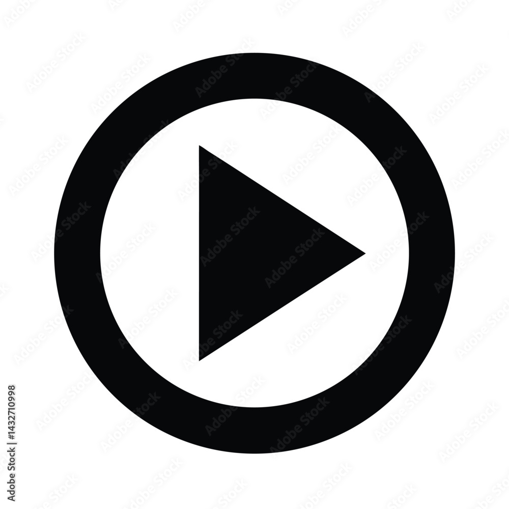 Play Media Button Stencil Icon Silhouette Vector Illustration