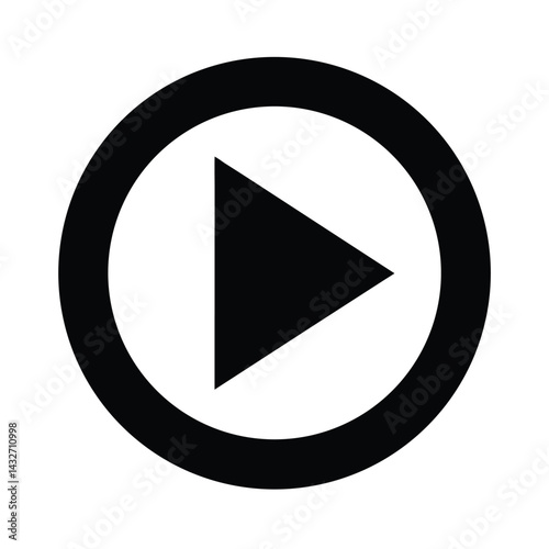 Play Media Button Stencil Icon Silhouette Vector Illustration