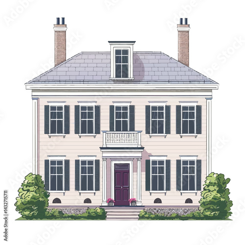 A cute house model of Georgian house vector