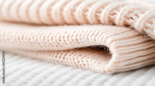 Soft Beige Knit Fabric Texture with Delicate Folds