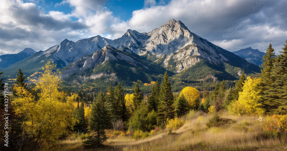 Fototapeta premium Panorama mountain autumn landscape