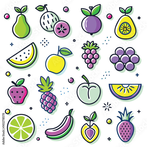 Colorful Fresh Fruit Illustration