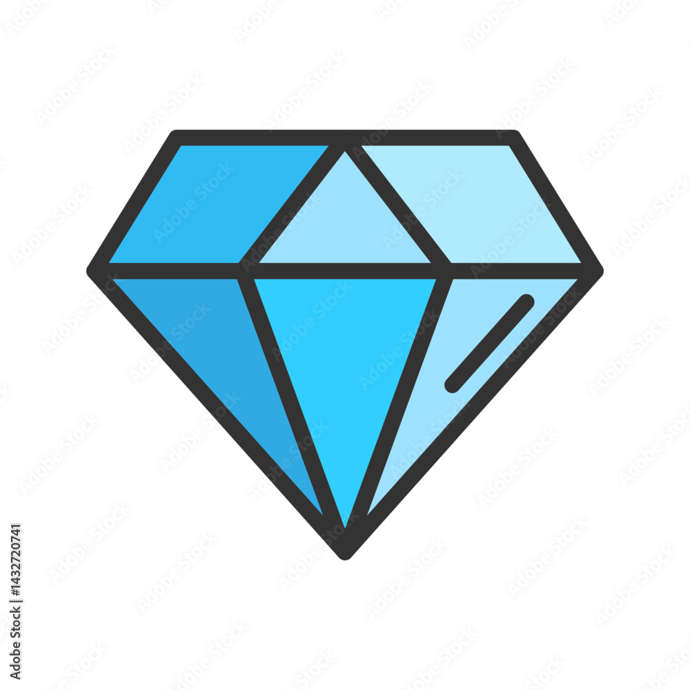 Diamond icon vector image. Suitable for mobile apps, web apps and print media. Diamond icon vector image. Suitable for mobile apps, web apps and print media.
