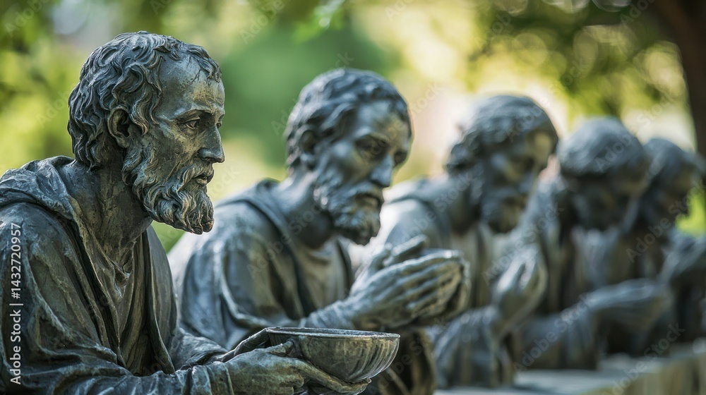 The Last Supper statue with detailed expressions of disciples The Last Supper statue with detailed expressions of disciples
