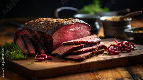 Obraz na płótnie beef in street food on market w salonie
